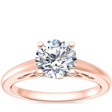 NEW Scrollwork Solitaire Engagement Ring in 14k Rose Gold